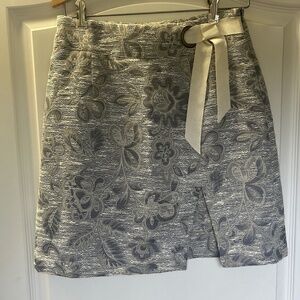 Maeve by Anthro gray floral stripe mini skirt with bow 4 Small